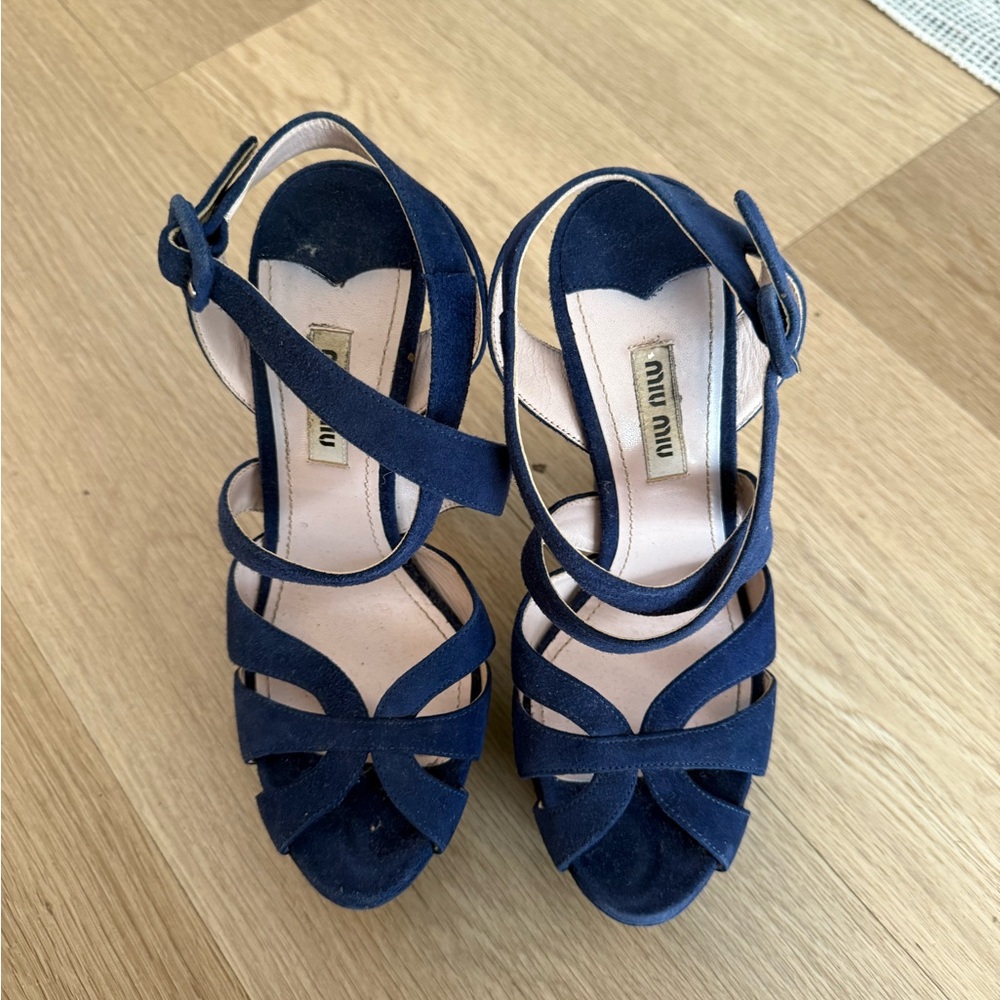 Miu Miu Navy Blue Strappy Heels